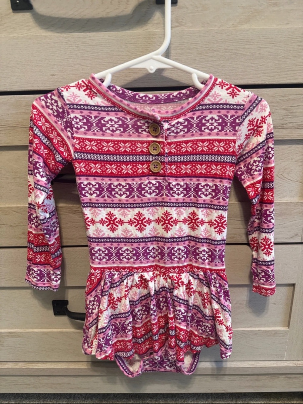Posh Peanut Pink & Purple Fair Isle Long-Sleeve Twirl Dress Bamboo